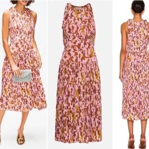 Ulla Johnson Pink and Brown Midi Dress